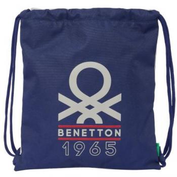 Bolsa Mochila con Cuerdas Benetton Varsity Gris Azul marino 35 x 40 x 1 cm