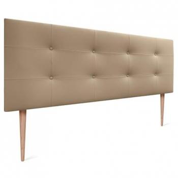 Cabecero Tapizado Capitone Acualine 135x115cm en Polipiel Marrón Claro, Acolchado de 8cm para Camas 120/135/140