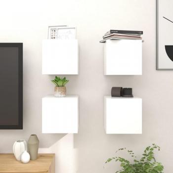 Mueble de salón de pared vidaXL, 4 unidades, color blanco, dimensiones 30,5x30x30 cm, diseñado para TV