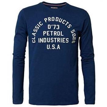 Camiseta de manga larga con logo impreso. Azul petróleo. XS