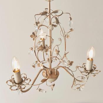Lullaby 3-Light Cream Brushed Gold Ceiling Pendant with Flower Design and Pearl Effect Glass