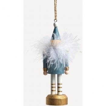 Colgante de madera Santa Claus con plumas Navidad