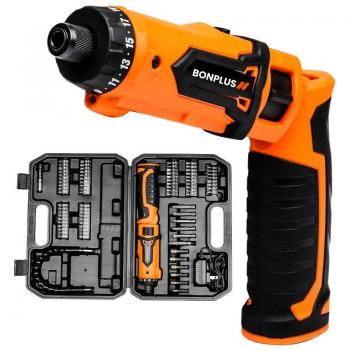 Bonplus Atornillador Eléctrico a Batería 8V con Luz LED, 1500 mAh, 82 Accesorios y Maletín de Transporte para Bricolaje