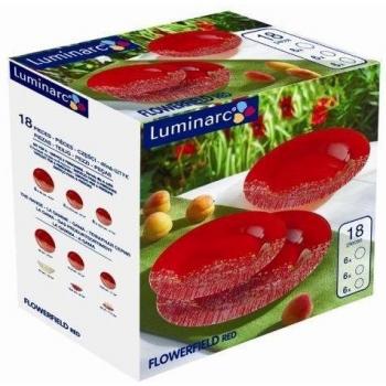Luminarc Vajilla Redonda 18 Piezas Modelo Flowerfield Red