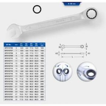 Llave poligonal de trinquete Brilliant Tools con anillo, 17 mm BT013717