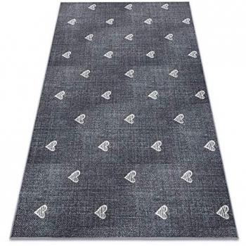 Alfombra para niños RUGSX Hearts Jeans, vintage corazones - gris 300x400 cm