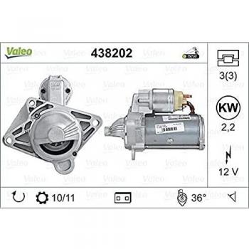 Motor de Arranque Valeo 438202 para RENAULT: Mégane, Scénic, Trafic, Laguna, Koleos, Espace, Master, Latitude, Vel Satis & NISSAN: Qashqai