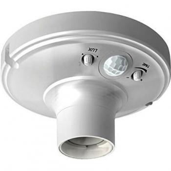 Garza Power - Detector de Movimiento Infrarrojos con Portalámparas, Casquillo E27, Ángulo de Detección 120º, color Blanco