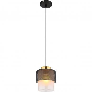 Lámpara colgante Globo Olga, Ø 18 cm, negra, metal/vidrio