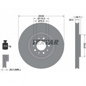 Disco de freno TEXTAR 92145103 frente, ventilado, 1 pieza