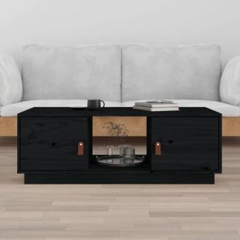 Mesa de centro negra de madera maciza de pino 100x50x35 cm