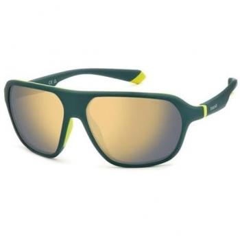 Gafas de Sol Rectangulares Polaroid de Caucho Verde con Lentes Polarizadas para Hombre