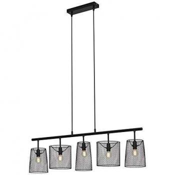 Lámpara colgante Retro de 5 luces, metal negro E14, 40W, diseño vintage