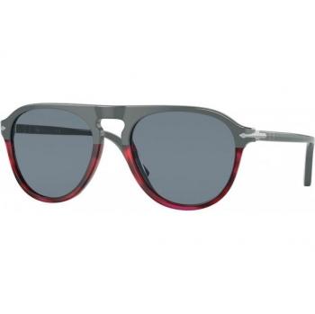 Persol PO3302S Col. 117656 Unisex Pilot Sunglasses with Black Frames and Gray Lenses, One Size