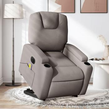 Silla de masaje eléctrica Dove en tela taupé reclinable y elevable