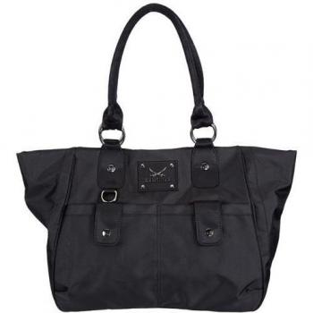 Sansibar Mayenne - Bolsa de la compra de material sintético mujer, color negro, talla 40x32x15 cm