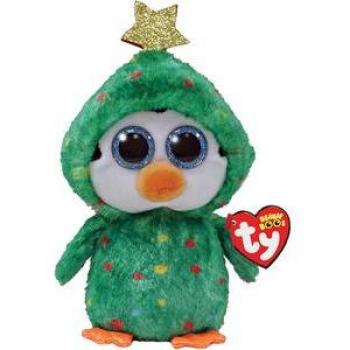 Peluche Beanie Boo Pingüino Noel Verde 15 cm