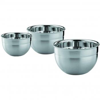 Juego de 3 boles de acero inoxidable 18/10, elegantes y aptos para lavavajillas, para preparación y almacenamiento de alimentos