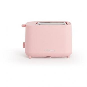 CREATE - Tostadora de pan - 2 ranuras anchas - 6 niveles de potencia - 750W - bandeja recogemigas - termostato - función descongelación - función recalentar - sistema de seguridad - color rosa
