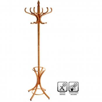 Perchero de 12 brazos marrón de madera de 184 cm