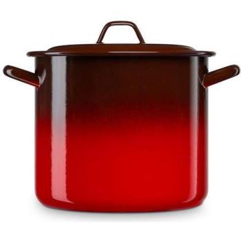Olla Alta de Inducción Briebe Ignea 26cm, Cazuela Esmaltada 11L con Tapa Vintage Roja