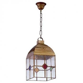 Farol Colgante Granadino 4 Caras Pequeño 1xe27 30x15 cm regulable bronce/dorado FABRILAMP