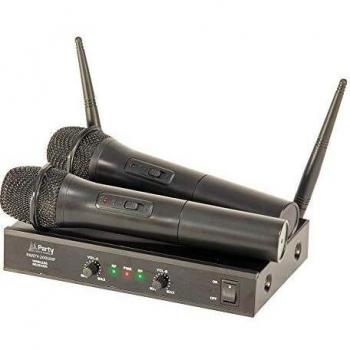 PARTY-200UHF-MKII - PARTY - Sistema de microfonía con 2 micrófonos inalámbricos UHF y 1 receptor - 2 canales 863,1 y 864,8MHz - Negro