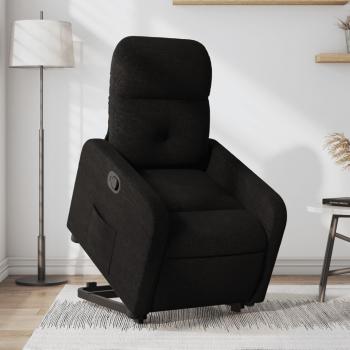 Sillón reclinable elevable de tela en color gris claro, gris oscuro y negro - Sillón cómodo para dormitorio y sala de estar, ideal para relajarse