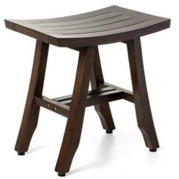 Banqueta Satori de Madera Sostenible de Teca Maciza DecoTeak, Marrón, Hecho a mano, Libre de BPA, Soporta hasta 130Kg, Apta para Interiores y Exteriores, dimensiones 46
