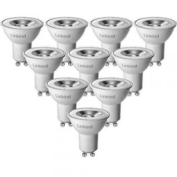 Lámpara Linkind LED GU10, lámpara halógena de 50 W reemplazada, bombilla de barra de foco blanco cálido de 4,2 W, foco de ángulo de haz de 36 °, bombilla LED MR16 de 220-240 V CA, paquete de 10