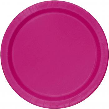 Unique Party - Platos de Papel - 17.1 cm - Rosa Oscuro - Paquete de 20