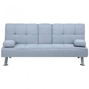 Sofá Cama Moderno 3 Plazas Gris Claro con Mesa Abatible Click Clack Roxen