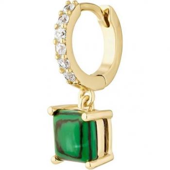 Piercing aro Earcandy Lavanya malaquita de plata bañado en oro 18k