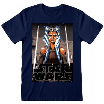 Camiseta de Manga Corta Star Wars Ahsoka White Blades Azul Talla L 100% Algodón