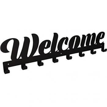 gamet® WS17, perchero metálico de pared, perchero modelo welcome, 8 ganchos, 1 unidad, negro estructural