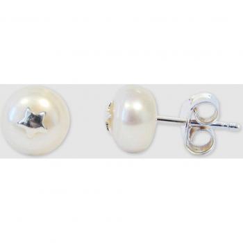 Pendientes Dormilona Basic con perla cultivada y plata