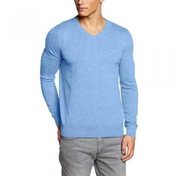Tom Tailor - Jersey básico de manga larga con cuello pico para hombre, color blau