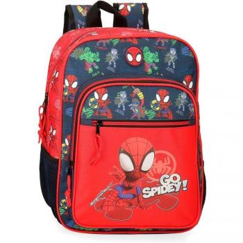Mochila Escolar Infantil Marvel Spider-Man Go Spidey, 30x38x12cm, Poliéster, Color Rojo con Bolsillo Frontal