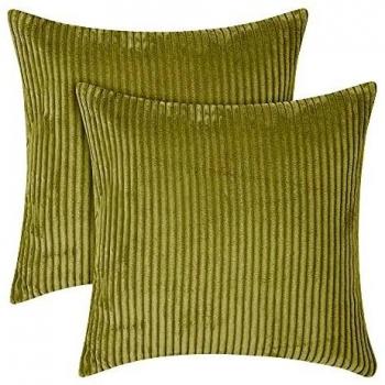Amazon Brand - Umi Funda de Cojin Decoracion para Salon Suave 2 Piezas 50x50cm Verde Amarillento