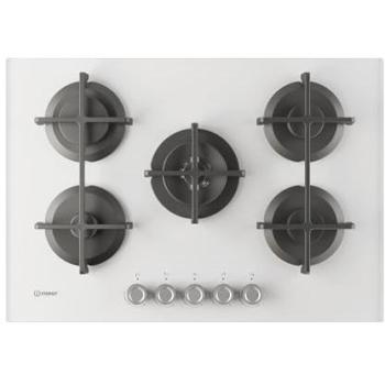 Indesit Piano de Cocina a Gas 5 Fuegos Blanco Integrado 75 cm con Doble Corona y Rejillas de Hierro Fundido Lavables en Lavavajillas