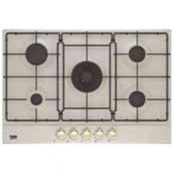 Piano de Cocina a Gas Beko HIAW 75224 SAVR 75 cm 5 Fuegos con Bruciatore Wok Color Avena