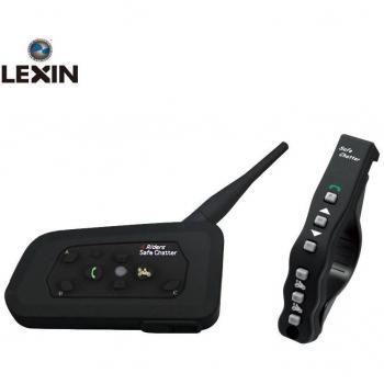 LEXIN LX-A4 Bluetooth Casco de moto comunicador auricular, intercomunicador hasta 4 jinetes, rango de 1200 metros, con mando a distancia