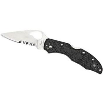 Spyderco Byrd Black Meadowlark 2 Combo Blade Folding Knife, FRN BY04PSBK2