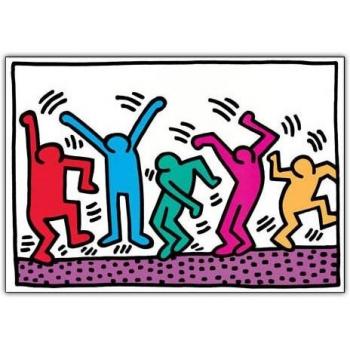 Artopweb 50x70 cm Panel Decorativo con Diseño Haring Senza Titolo, Madera, Multicolor, 70x1.8x50 cm