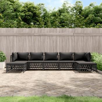 vidaXL 7-Piece Anthracite Steel Garden Lounge Set with Cushions