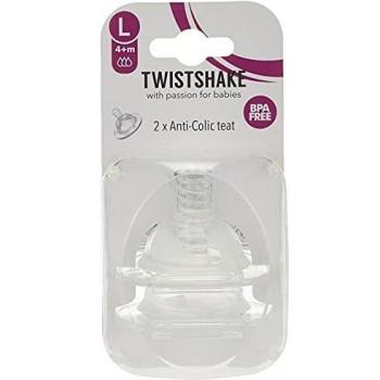 Twistshake Tetina Anticólico Large +4M, Multicolor, Pack de 2 en Silicona