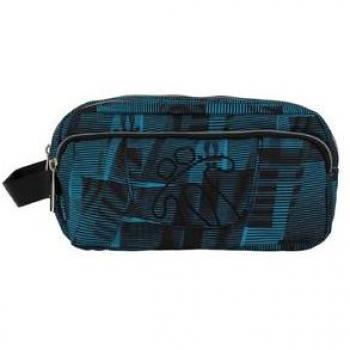 Estuche escolar TOTTO Agapec-1CK tres compartimentos azul y negro