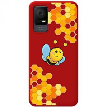 Funda de Silicona Líquida Roja para TCL 406 con Diseño de Abeja y Dibujos