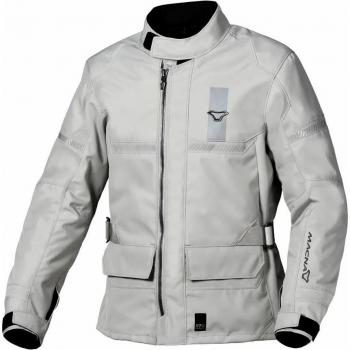 Macna Chaqueta de Moto Signal Gris Claro, chaqueta textil impermeable para motocicletas, talla XL