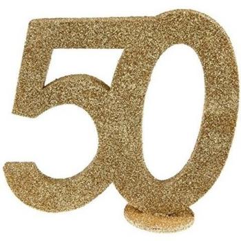 SANTEX 4753-50, Chiffre Anniversaire vertical déco, 50 ans Or